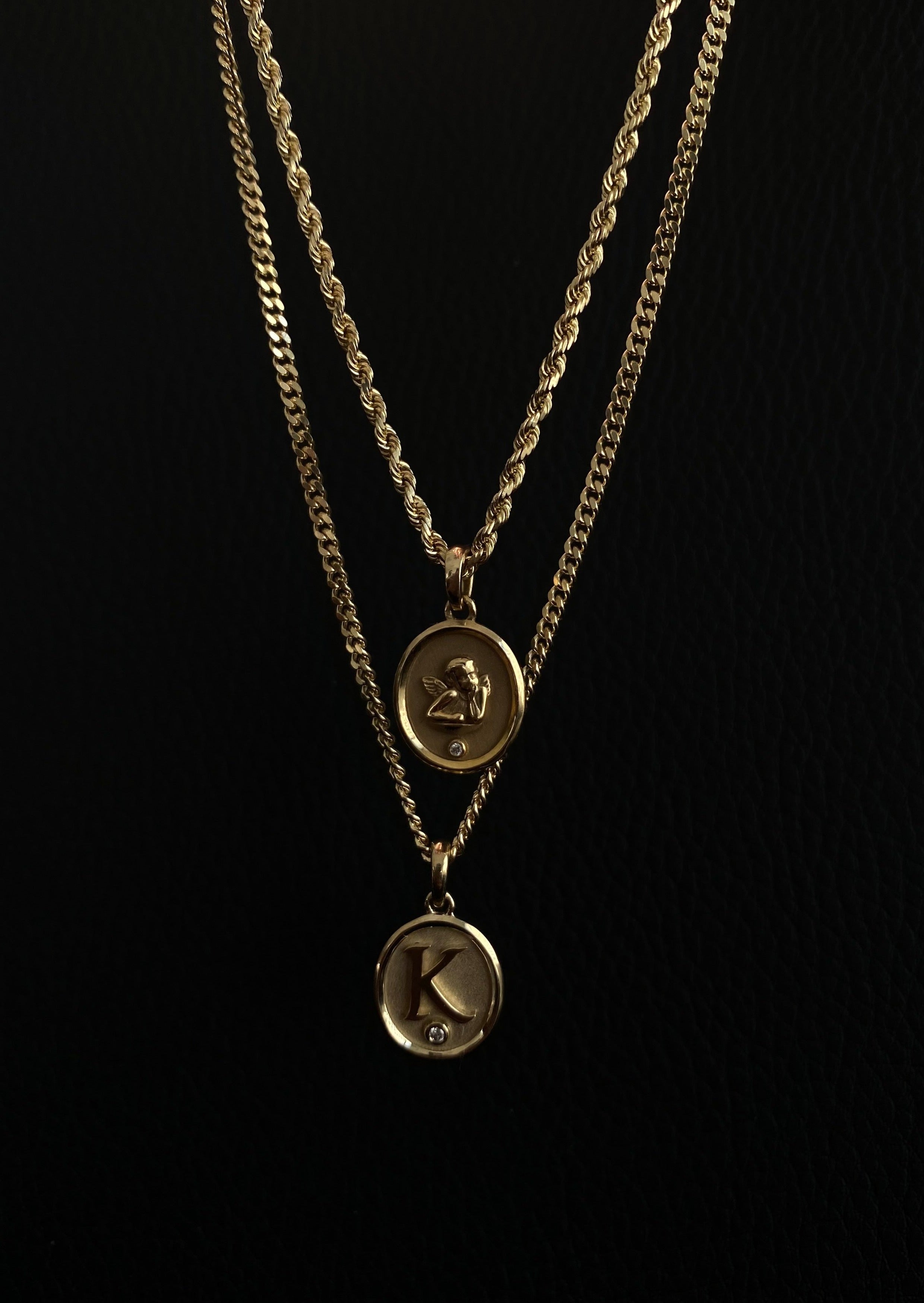 alt="Love Letter Diamond Necklace - Petite Curb Chain"