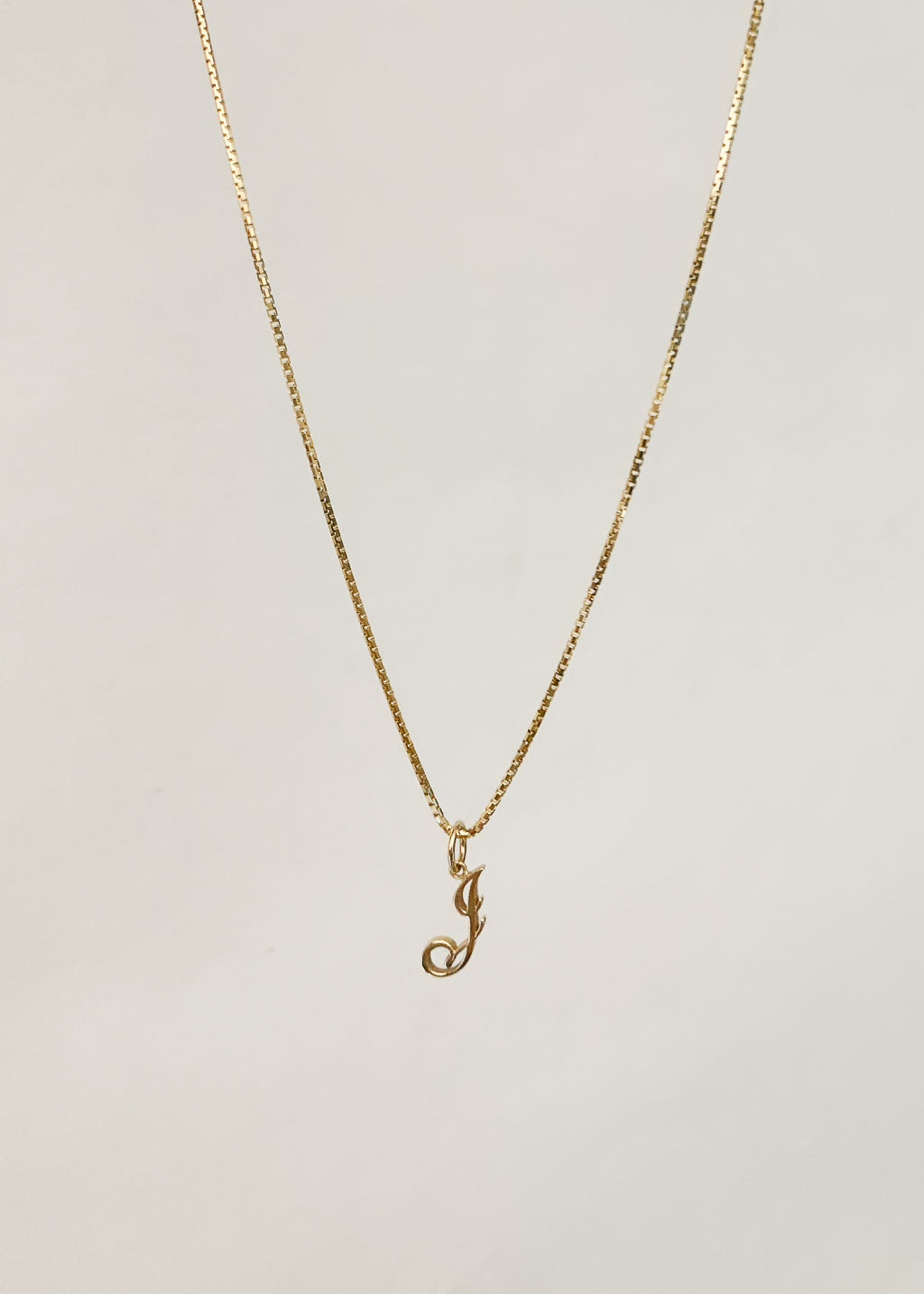 alt="Box Chain Necklace with love letter pendant"