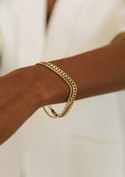 alt="Capri Curb Chain Bracelet with a familia cuban bracelet"