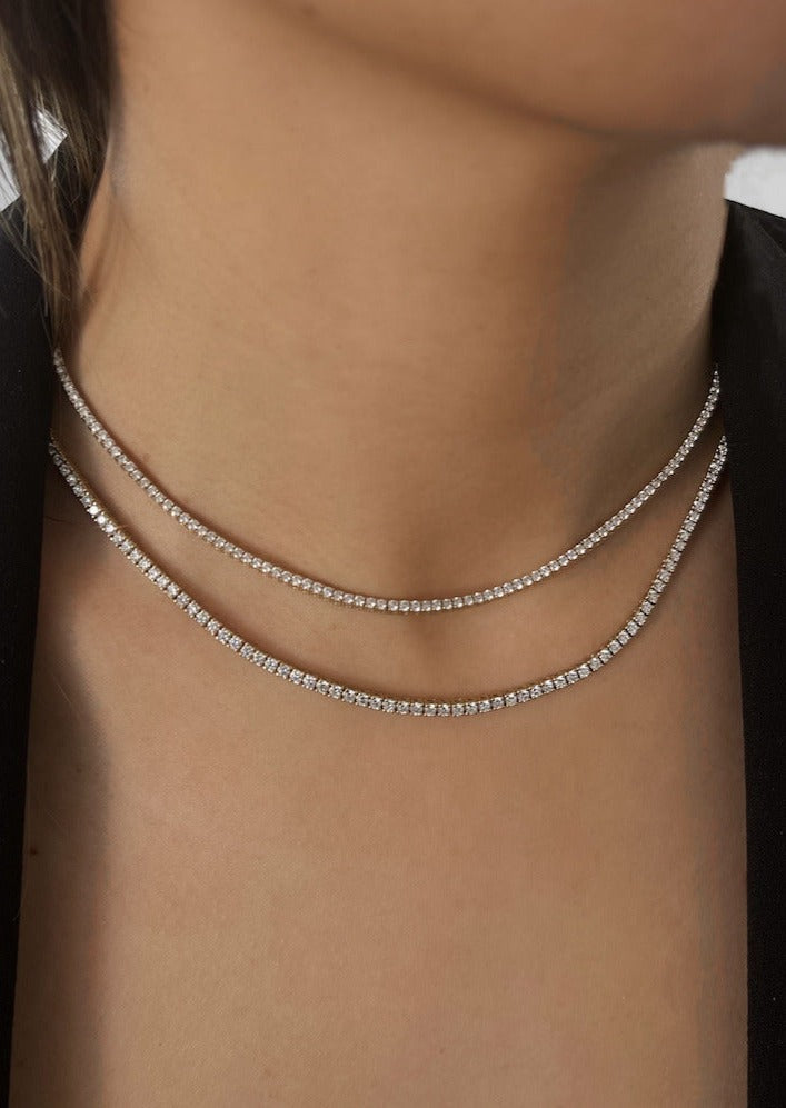 Small tennis necklace sales