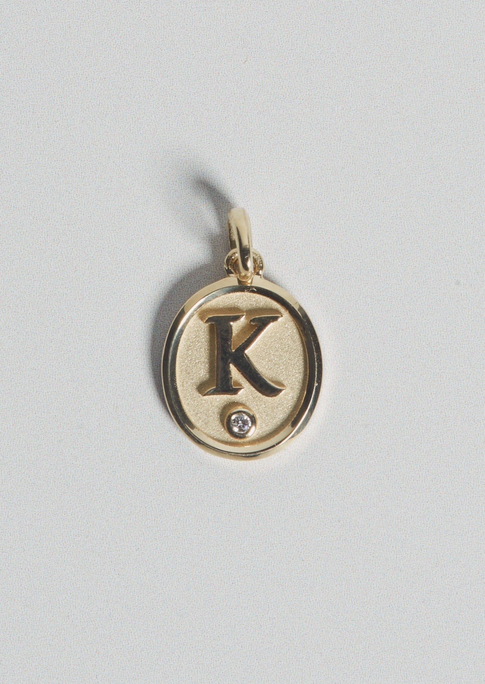 alt="Love Letter Diamond Pendant 'K'"