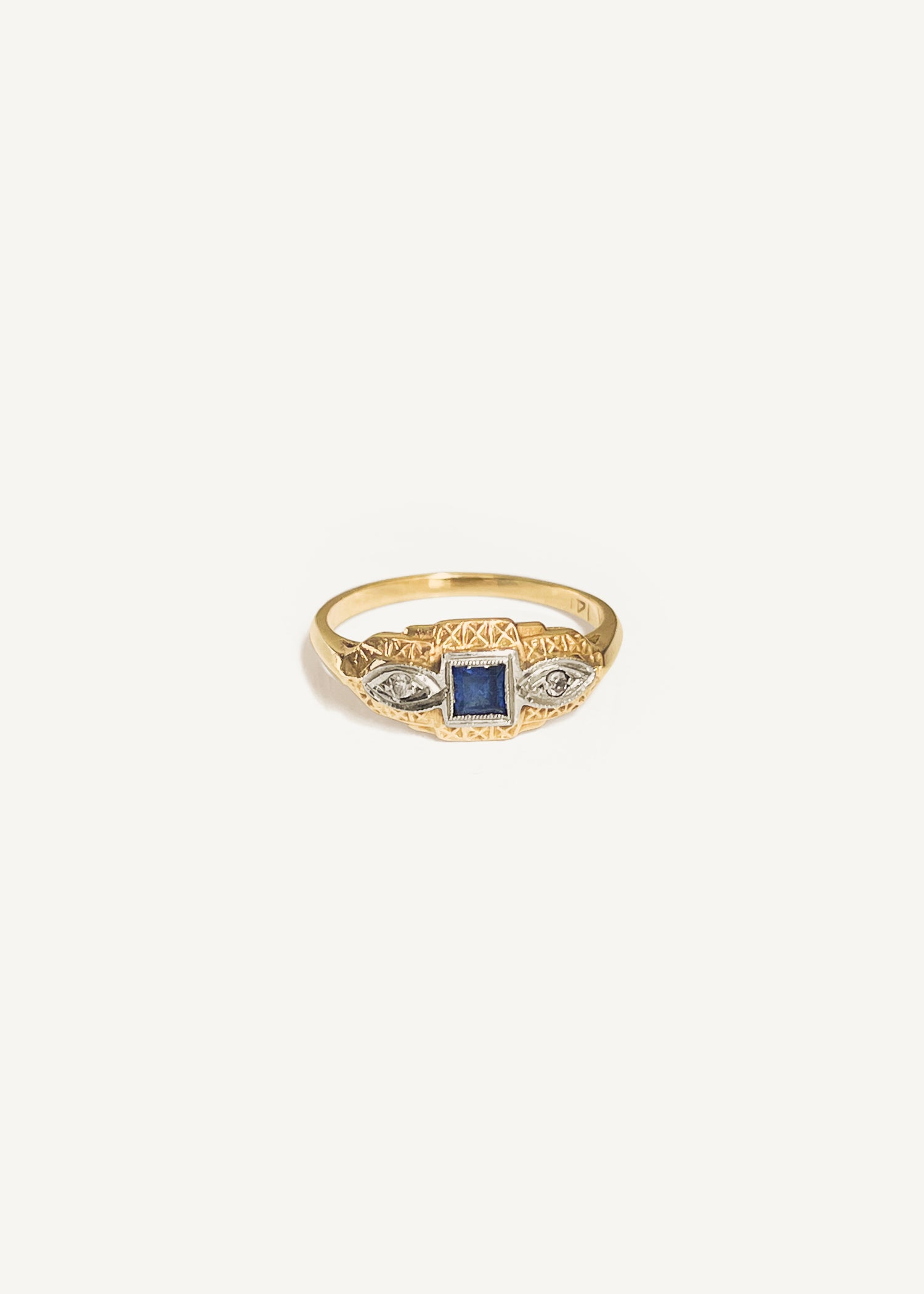 Vintage Two-Tone Art Deco Sapphire Ring