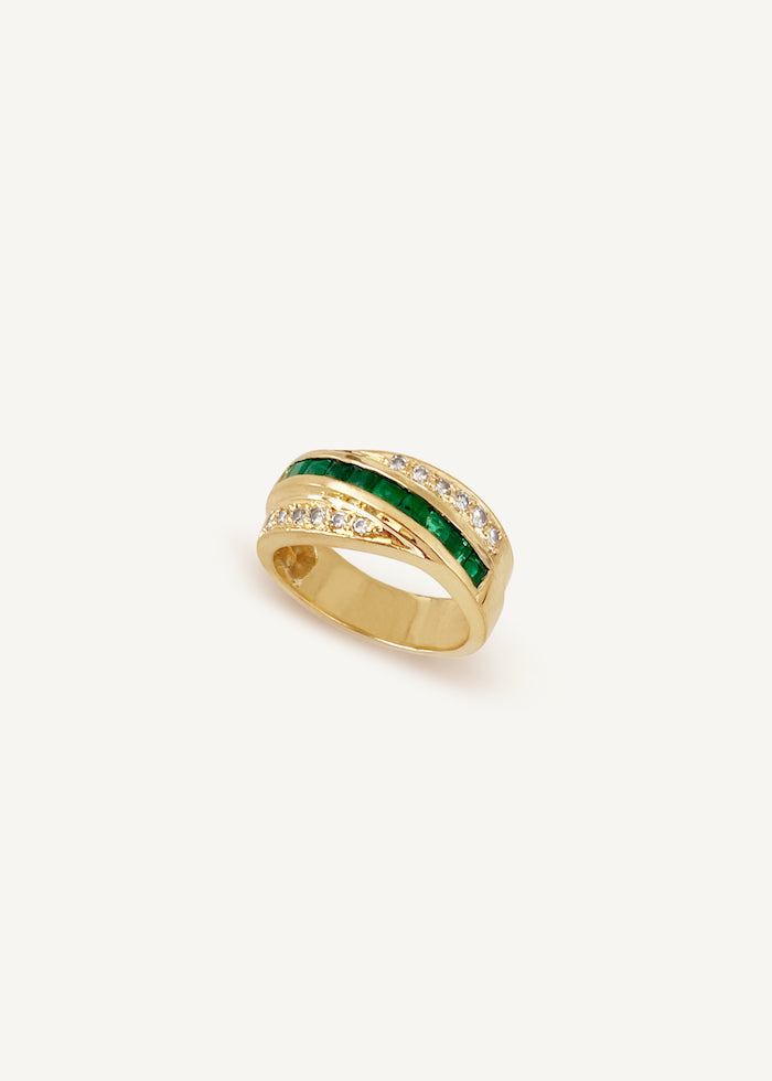 Vintage Emerald Diamond Cigar Ring