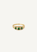 Vintage Trio Emerald Diamond Ring