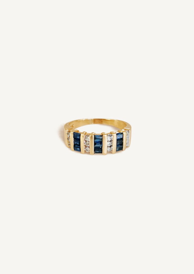 Vintage Blue Sapphire Diamond Ring
