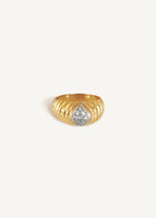 Vintage Ribbed Pavé Diamond Ring