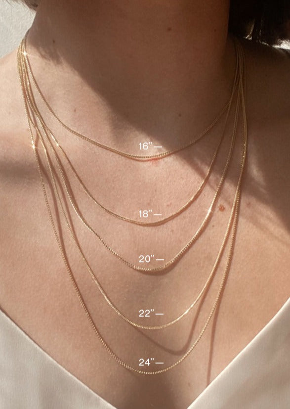 alt="Love Letter Necklace III different chain lengths"