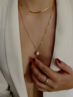 alt="Baroque Pearl Drop Necklace with a carter necklace"