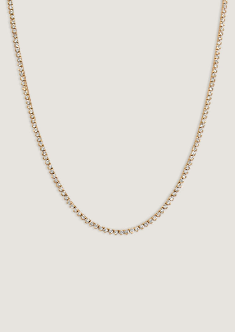 alt="Rachel Three Prong Diamond Tennis Necklace"