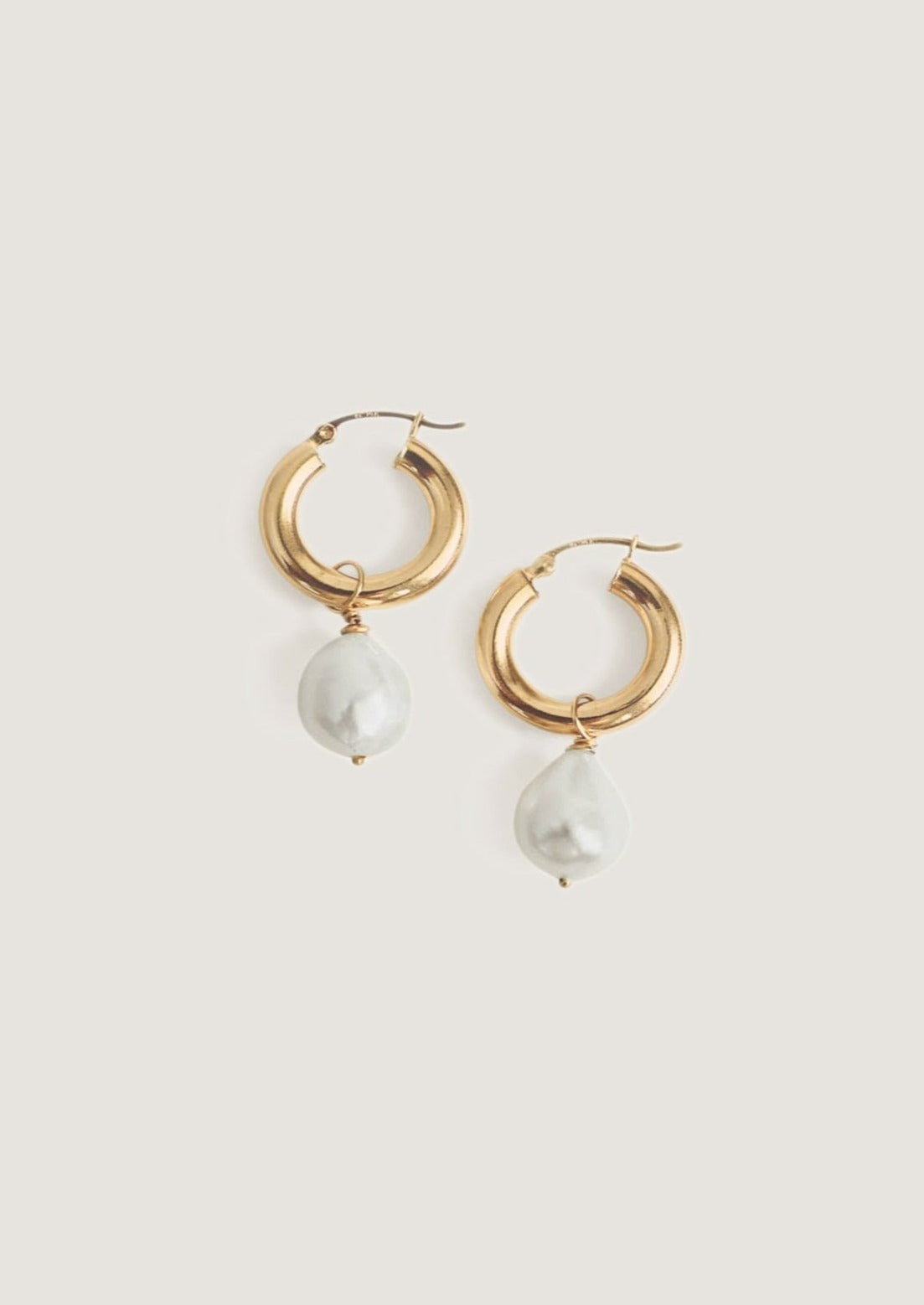 14K White Gold Organic Pearl Diamond Drop Earrings