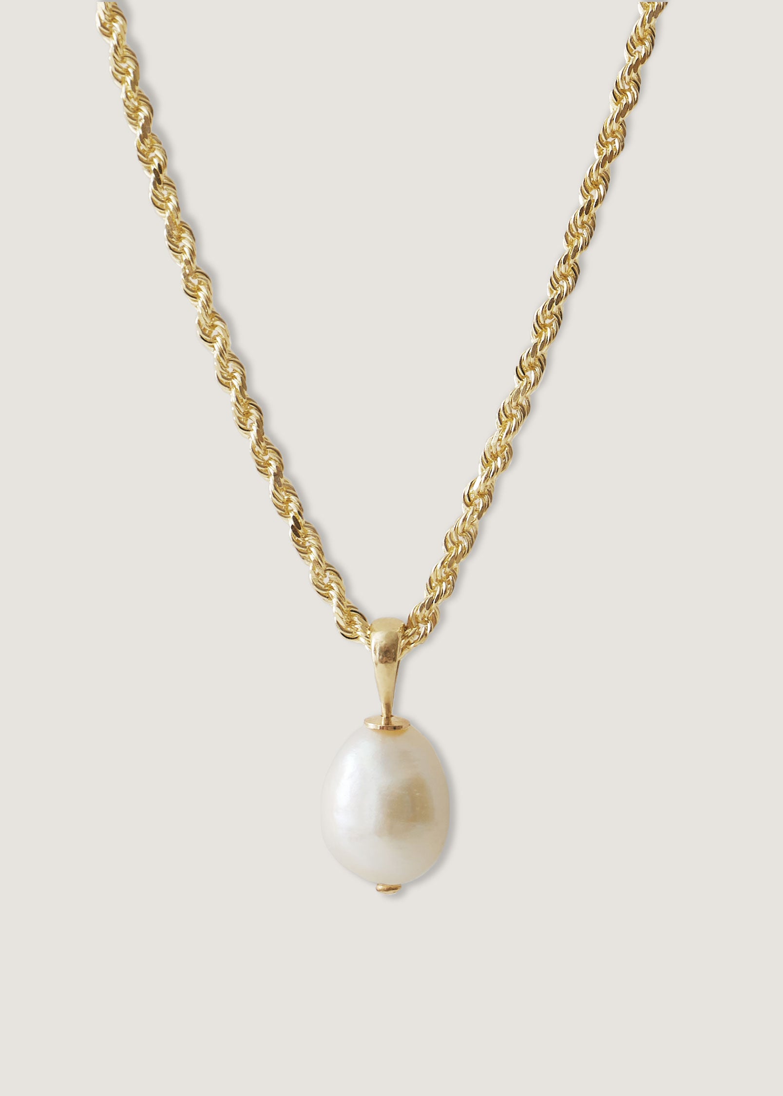 Baroque Pearl Drop Necklace 14K Gold - Kinn Petite Rope Chain / 20