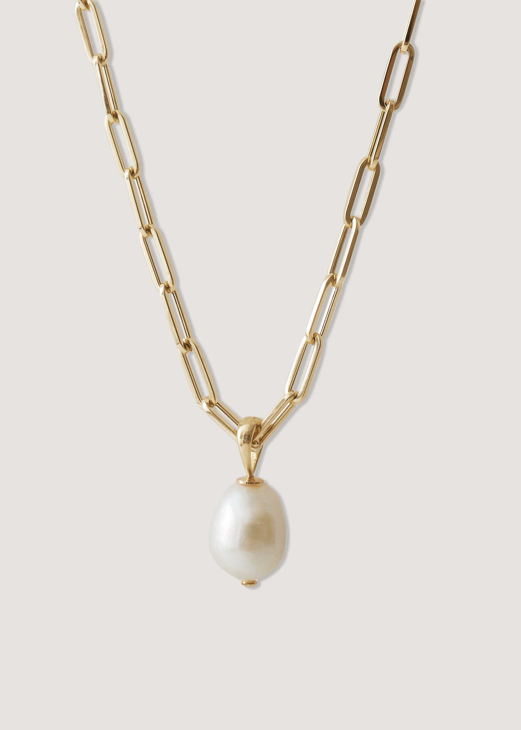 alt="Baroque Pearl Pendant I with Petite Link Chain Necklace"