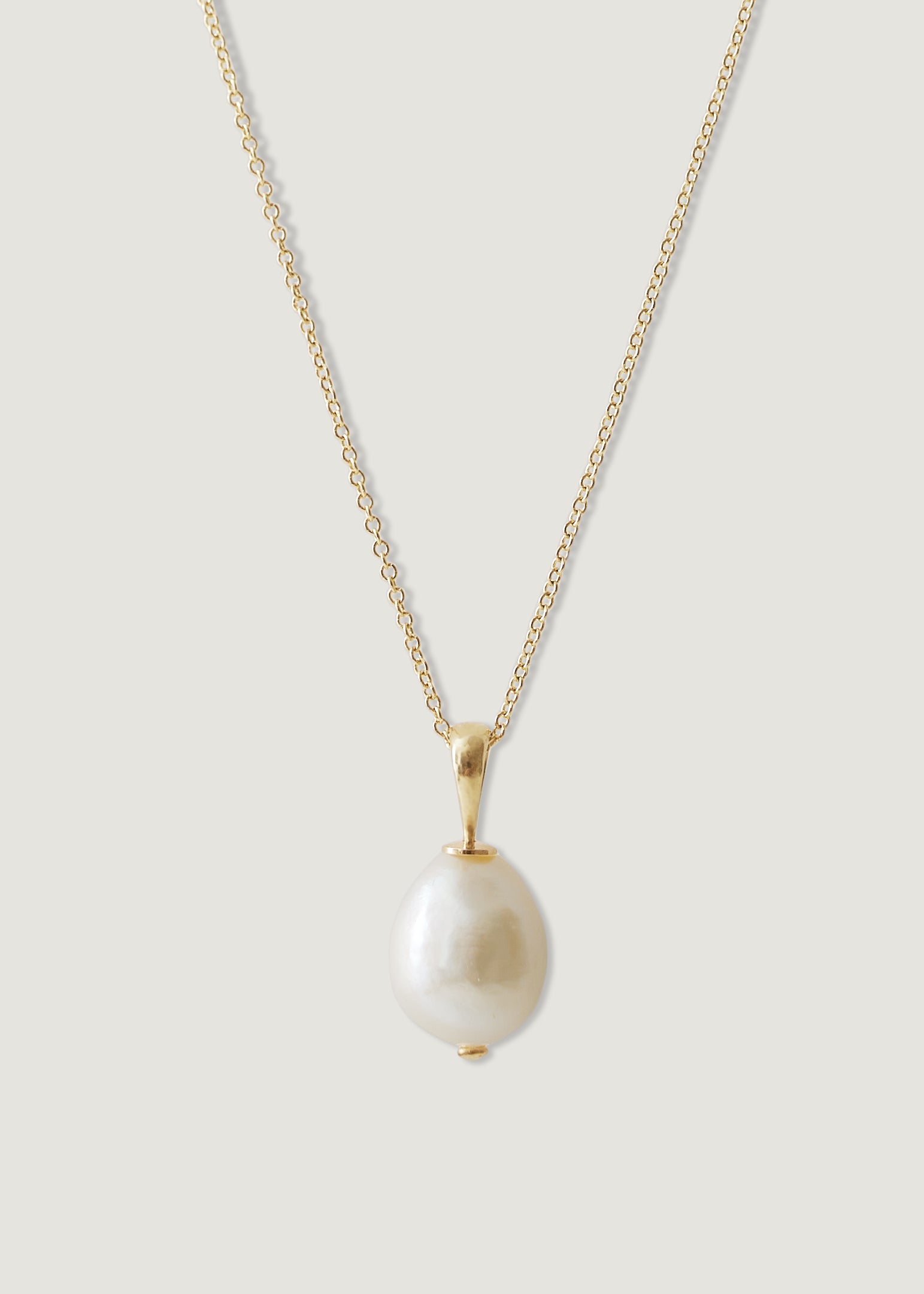 Baroque Pearl Drop Necklace 14K Gold - Kinn Rolo Chain / 18