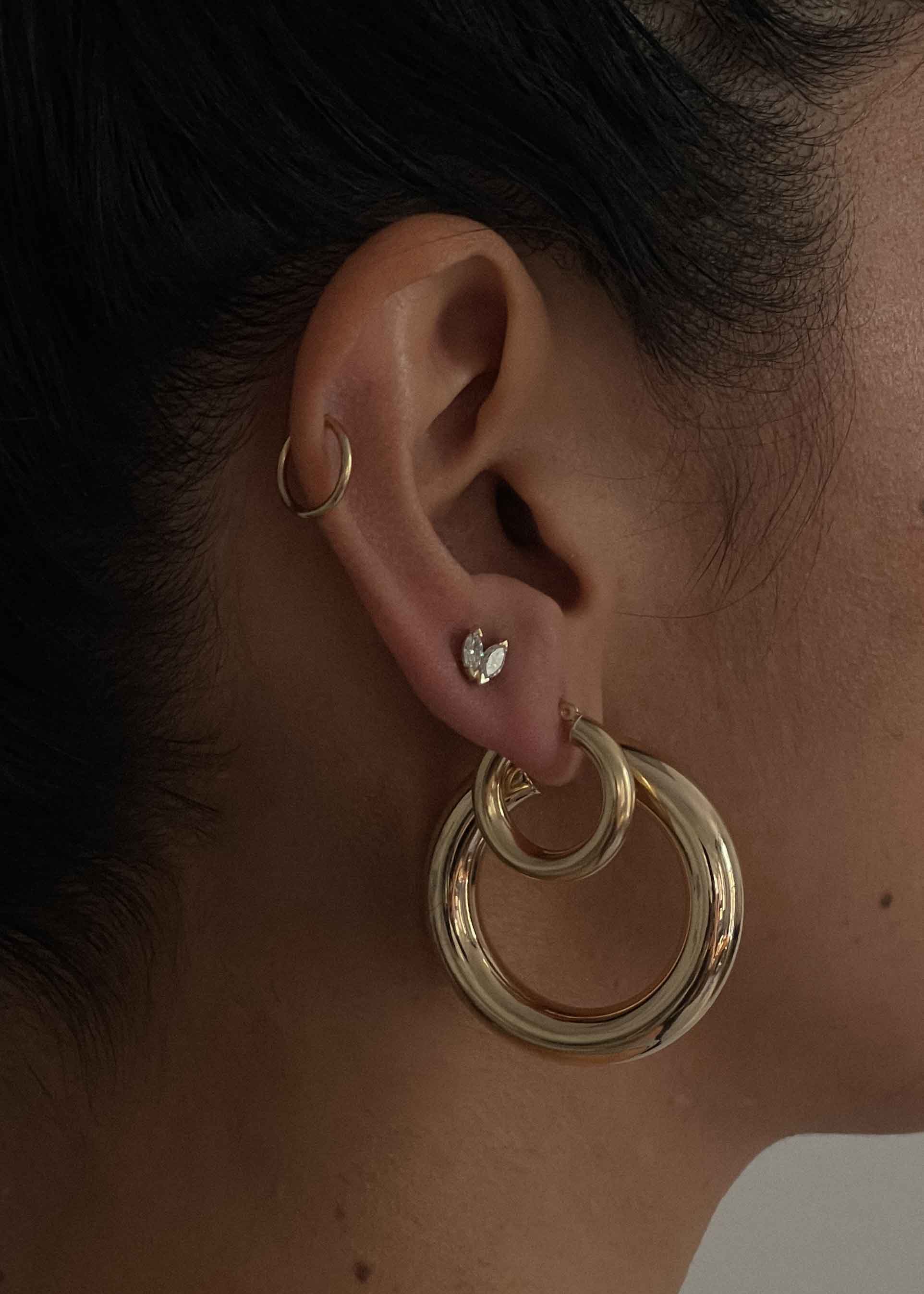 Big thick gold hoop earrings top