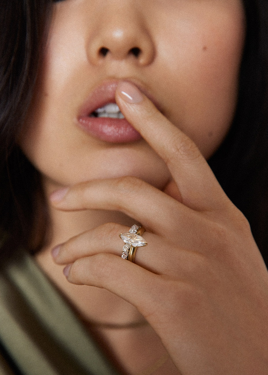 Marquise Eternity Ring Diamond Yellow Gold Kinn