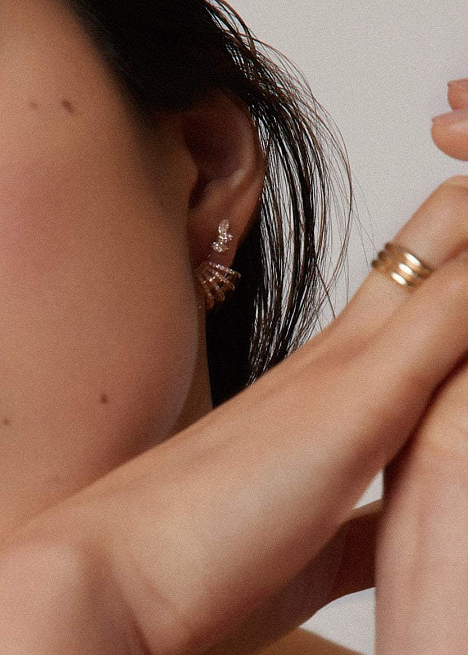 Pave Cuff Stud Earrings Diamond Kinn
