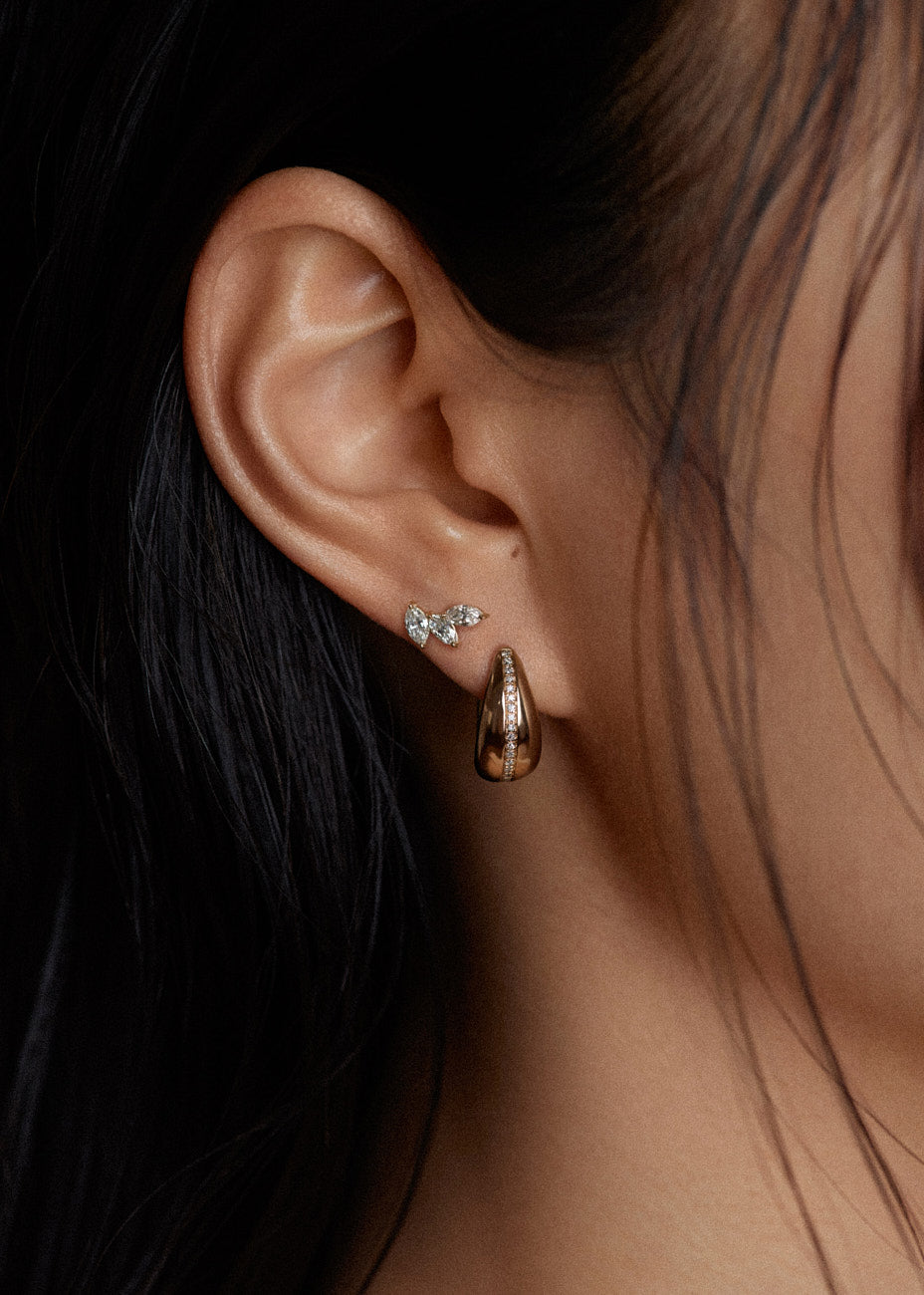 Pavé Teardrop Hoop Earrings Diamond Kinn - Main Image