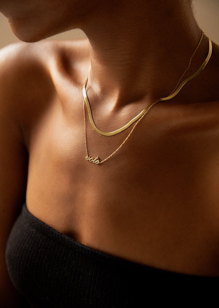 Flat herringbone gold chain hotsell