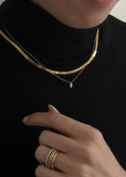 alt="Carter Herringbone II & Marquise Diamond Necklace Stack"