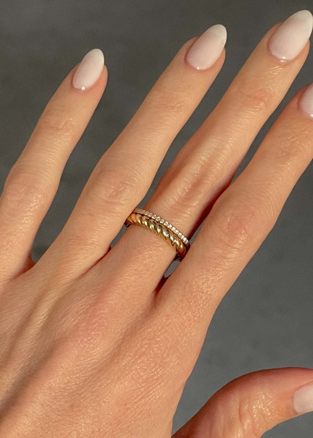 Claudine Twist Dahlia Pave Ring Stack Kinn