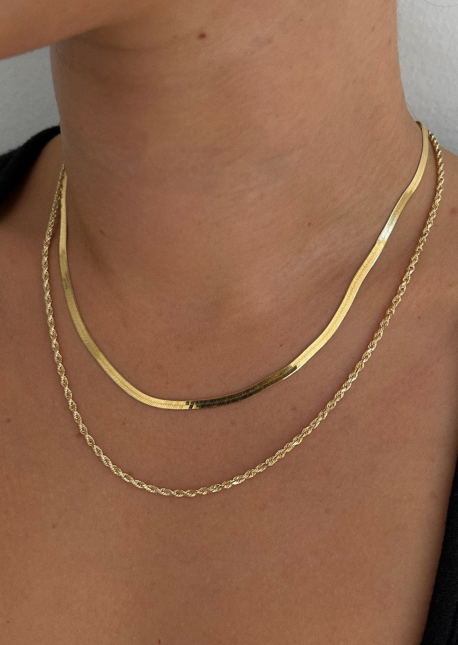 Carter Herringbone Rope Chain Necklace Stack Kinn