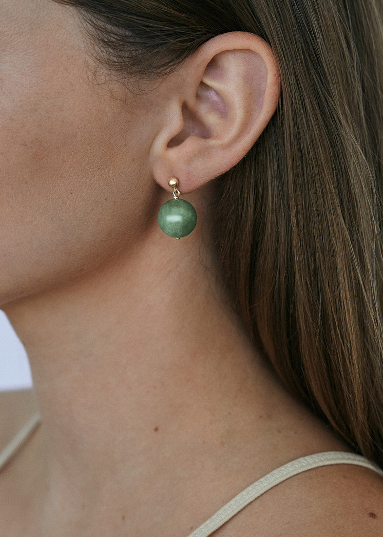 alt="Celeste Green Quartz Drop Earrings