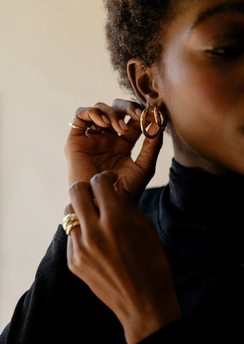 Dome Ring Stack With Oval Ring Classic & Bold Hollow Dome Ring Stack - Kinn