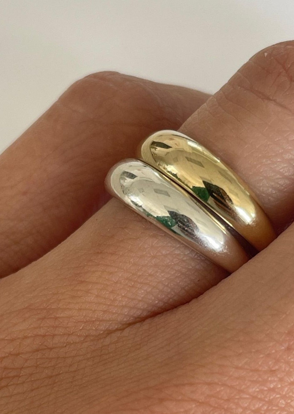 The Duo Gold Diamond and Gold Plain Band Silver Rings – Meery Rings