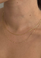 alt="Mariner Chain Necklace styled with diamond cut rolo necklace"