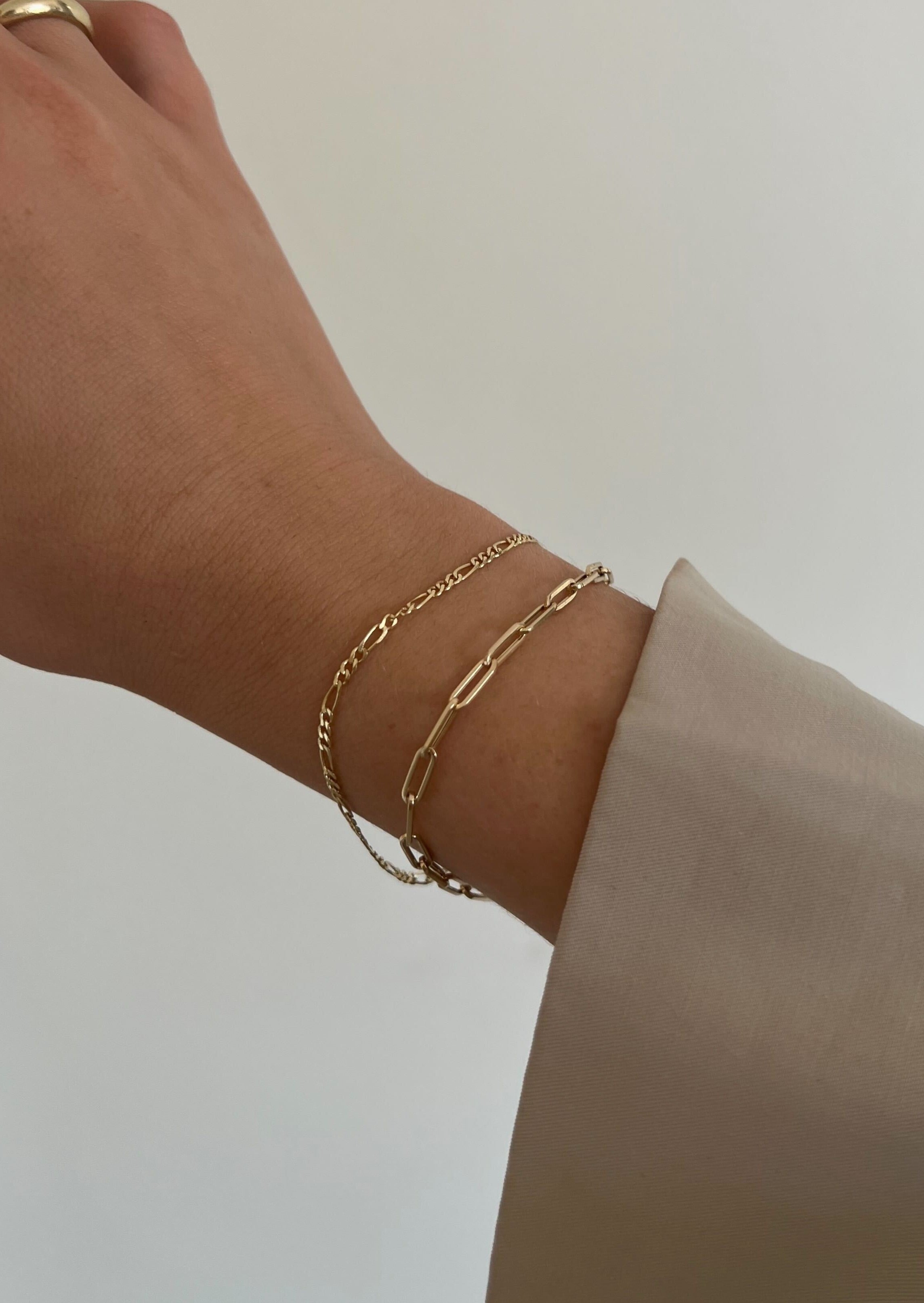 alt="Kyle Figaro Chain Bracelet with mini link bracelet"
