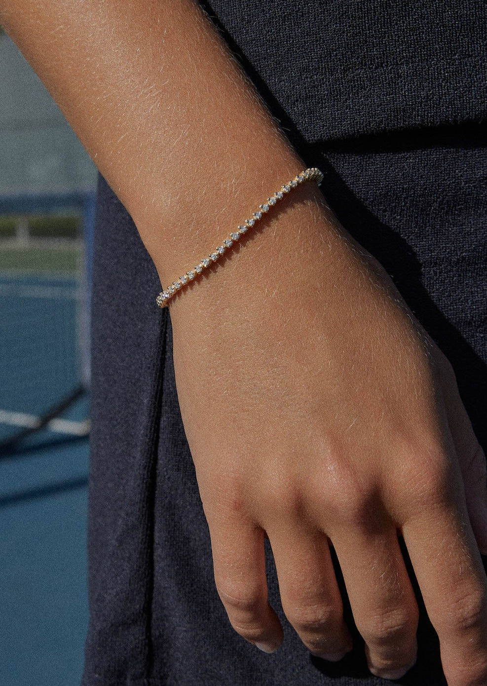 alt="Petite Rachel Three Prong Diamond Tennis Bracelet"