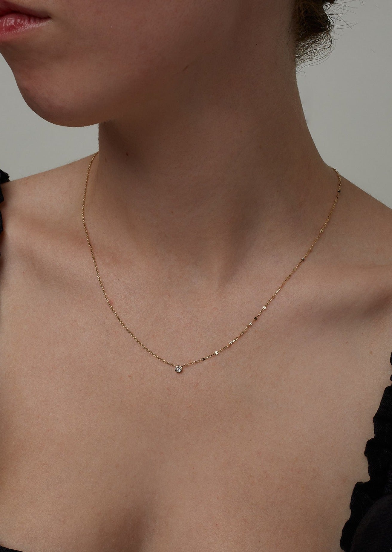 Two In One Solitaire Round Diamond Necklace - Kinn