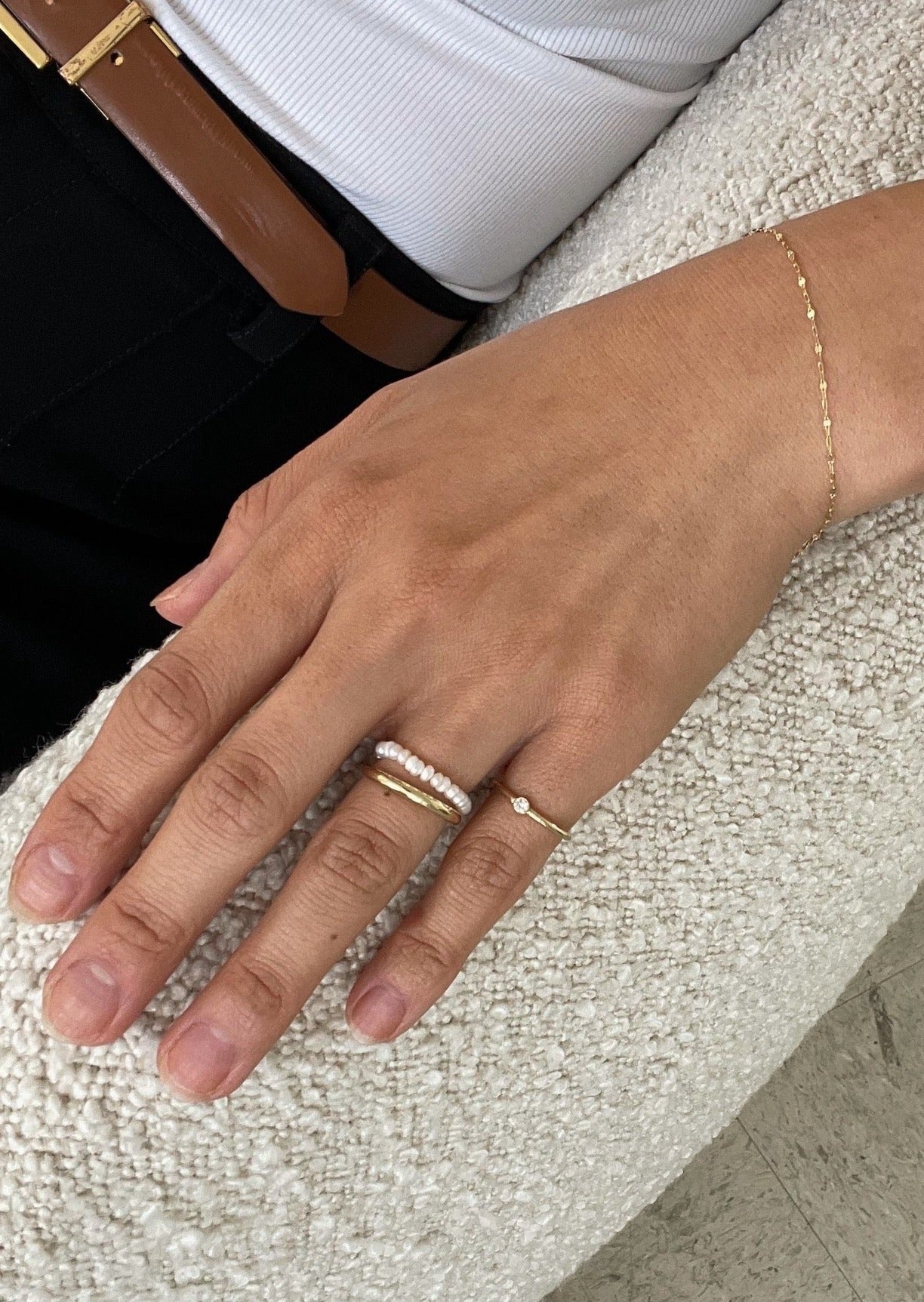 Biwa Pearl Ring 14k Gold Kinn - Main Image