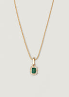 alt="Lyra Baguette Pendant I - Emerald with box chain"