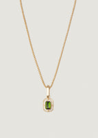 alt="Lyra Baguette Pendant I - Green Tourmaline with box chain"