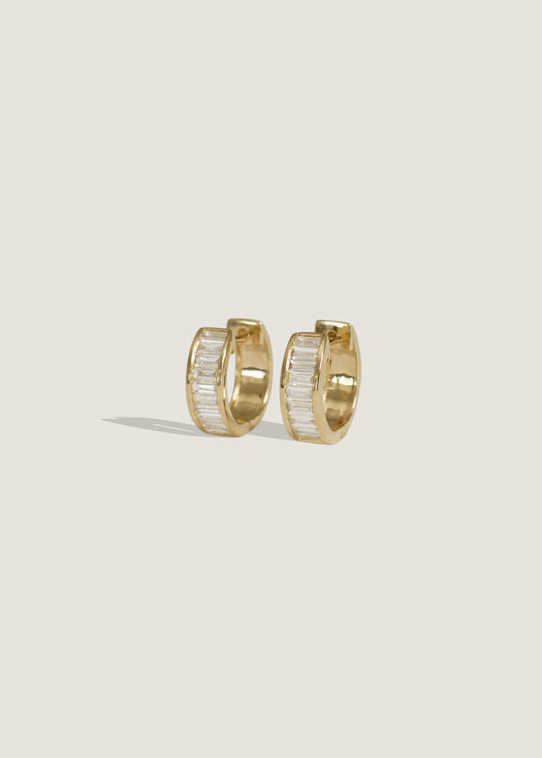 alt="Bobbi Baguette Diamond Huggie Earrings"