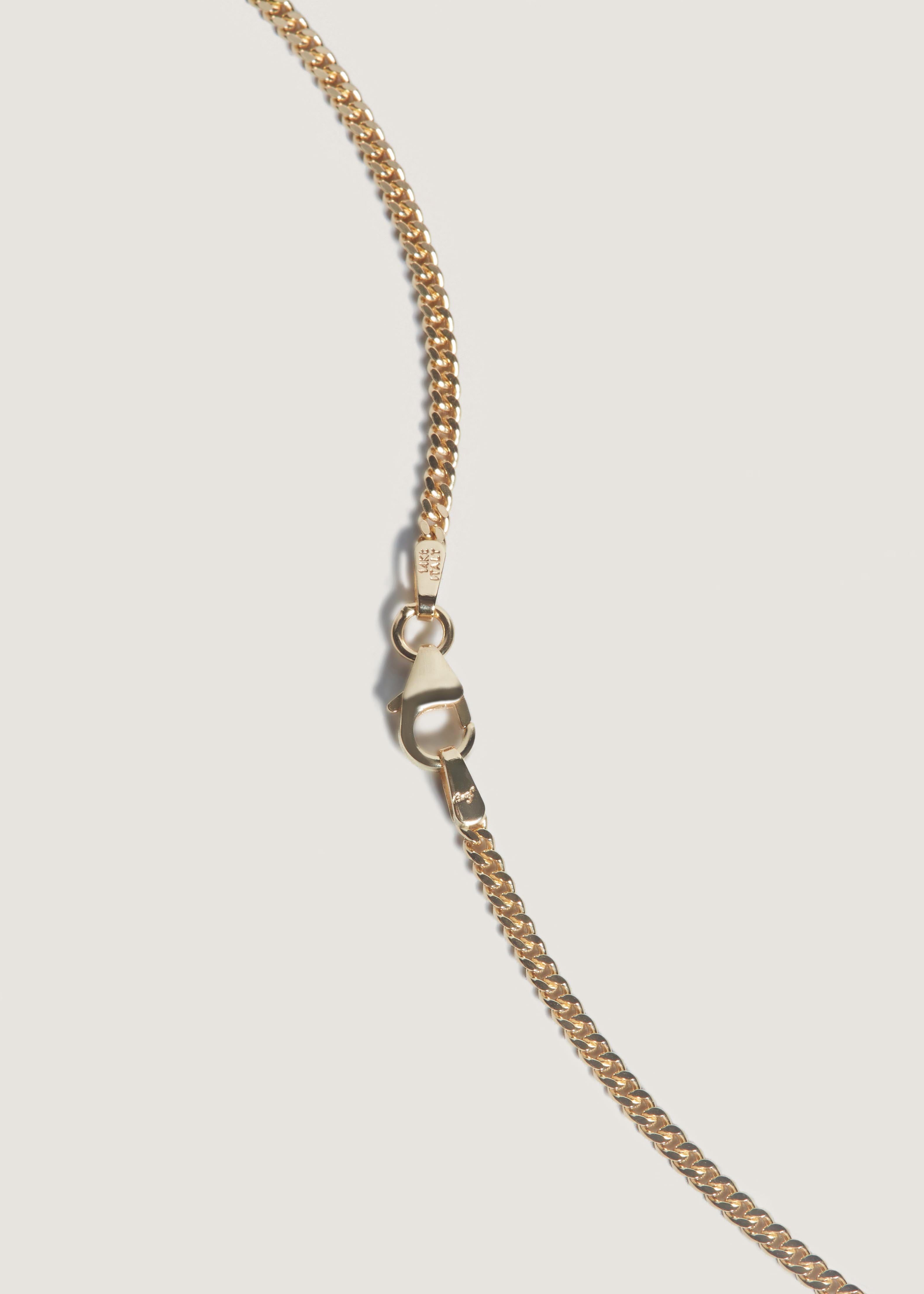 alt="close up of clasp of Petite Capri Curb Chain Necklace"