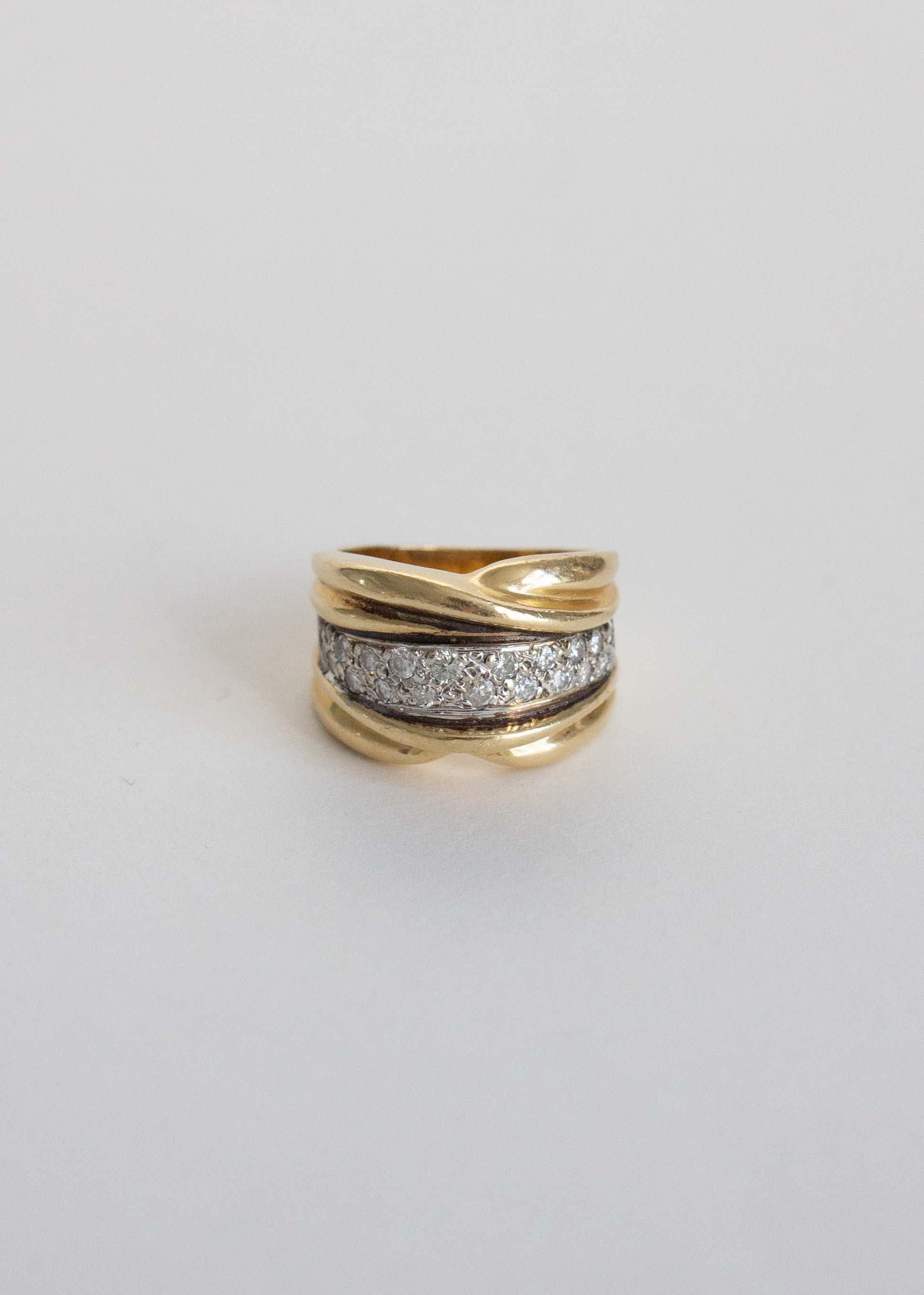 Vintage Stacked Diamond Twist Ring