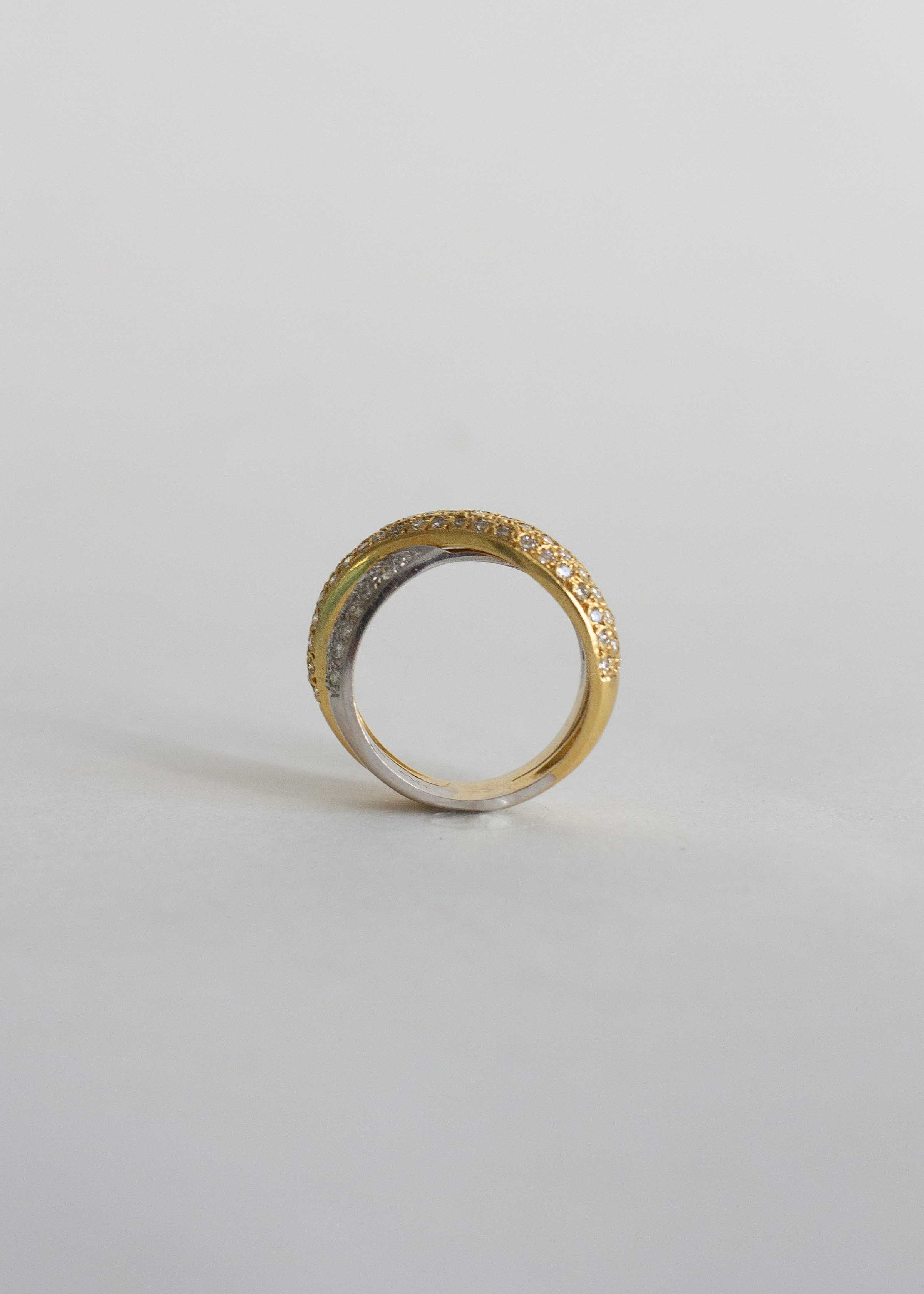 Vintage Two Tone Pavé Diamond Ring